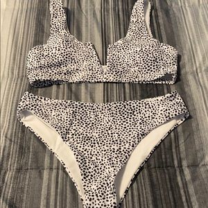 Leopard dot swim top